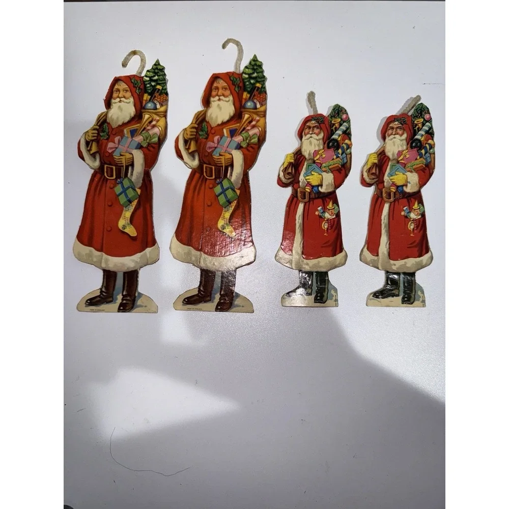 4‎ Vintage Christmas Santa Paper Doll Craft Embossed England Die Cut